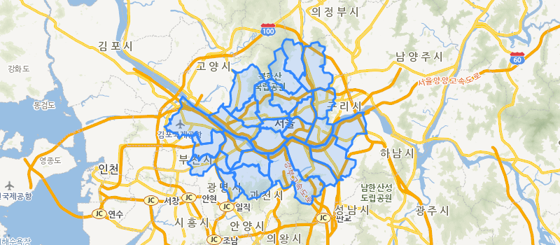 기본 컨트롤이 제공된 지도 이미지 - 데이터 시각화