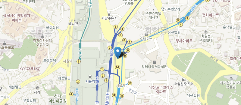 기본 컨트롤이 제공된 지도 이미지 - 마커 인덱스