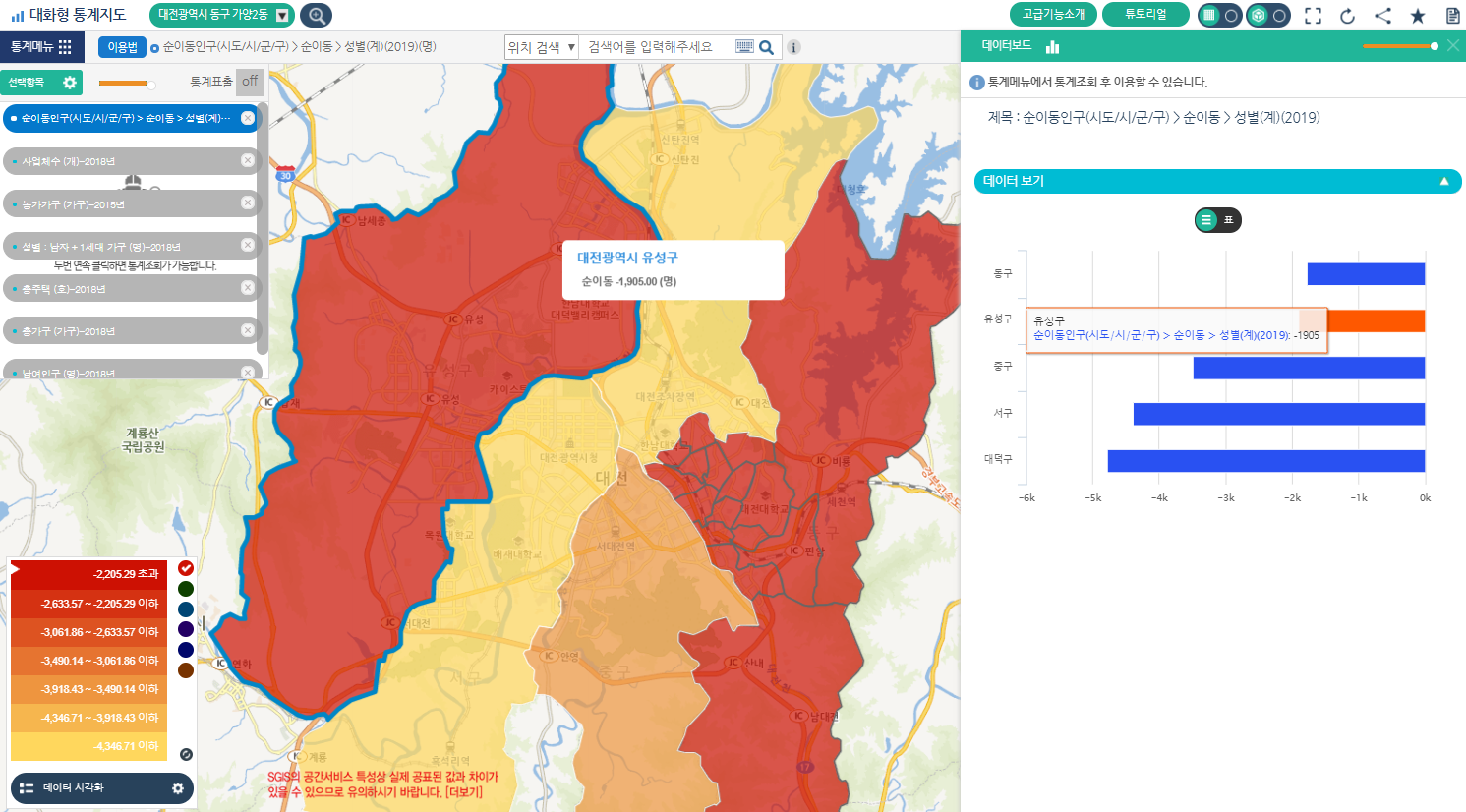 사업체 통계 검색 결과