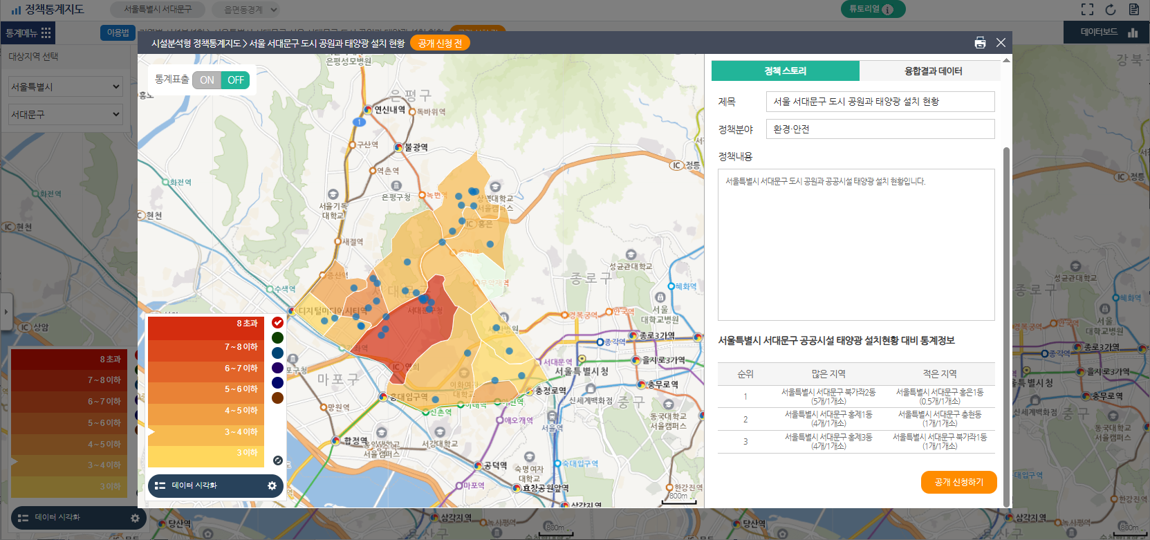 정책통계지도 공개 신청하기