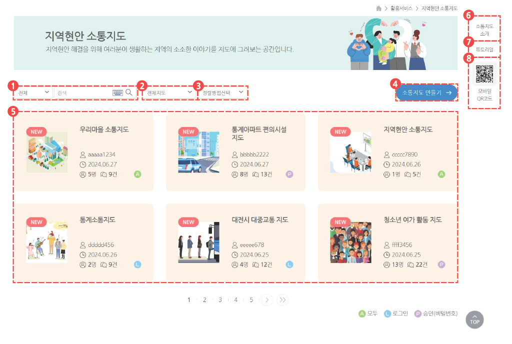 지역현안 소통지도 화면구성