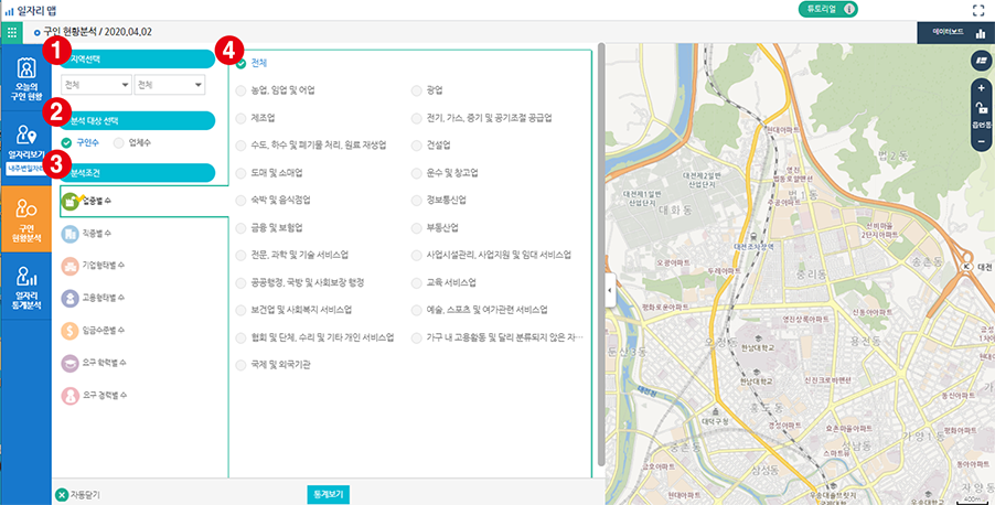 구인 현황분석 기본 조회 화면