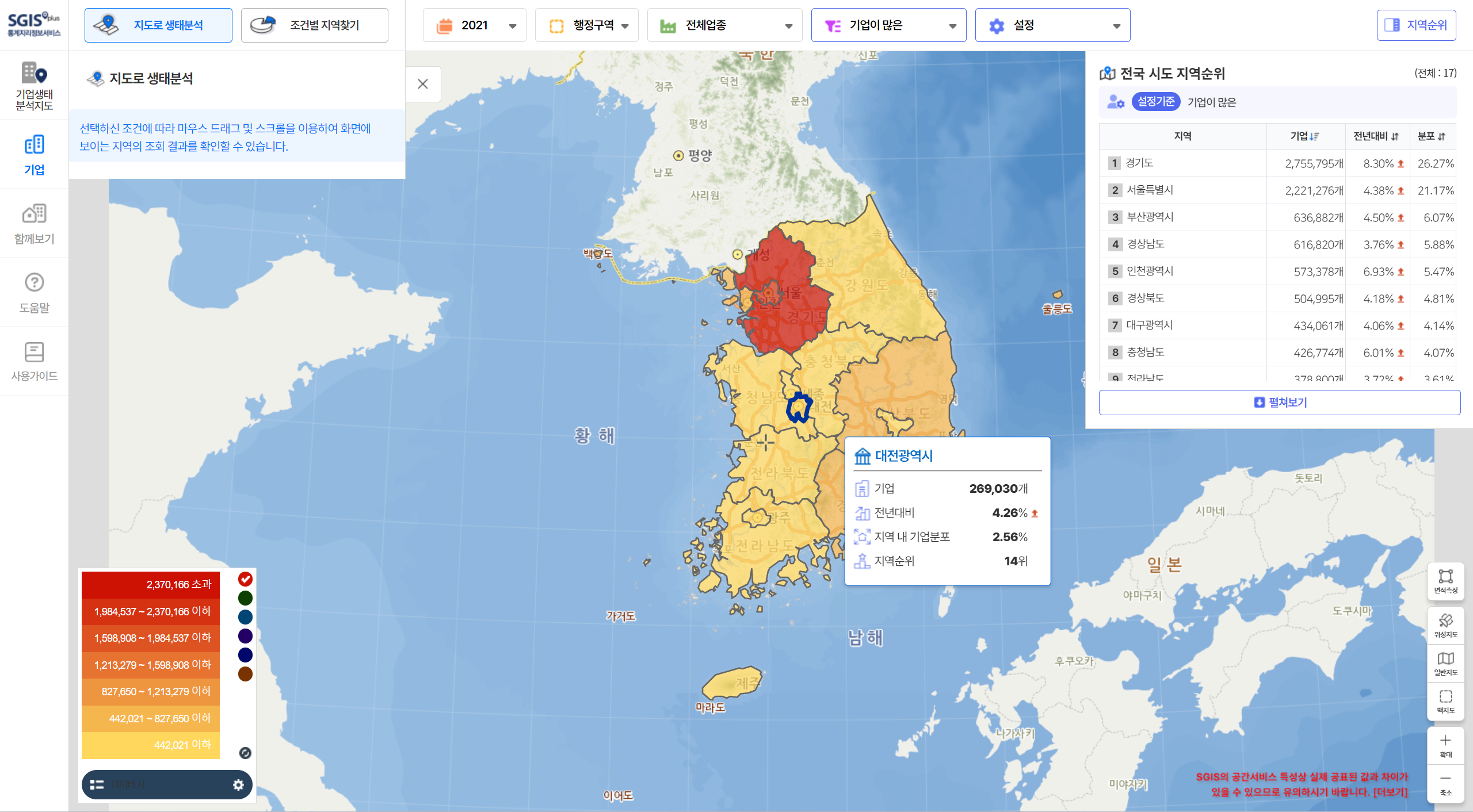 기업생태지도 화면