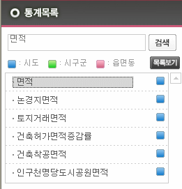 검색창을 이용한 항목조회 화면